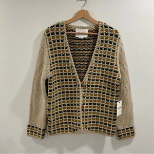 Re/Done Cream and Brown Patterned Cardigan